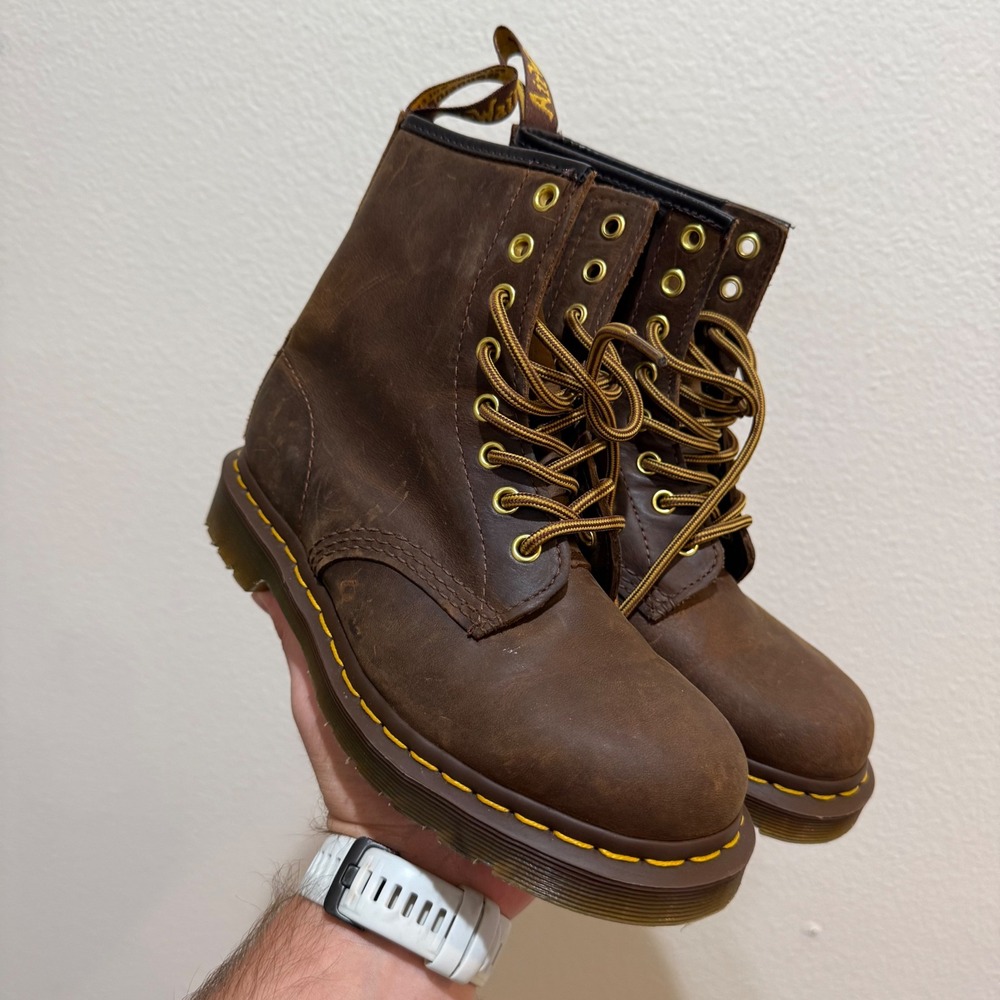 Dr. Martens 1460 Crazy Horse Leather Lace Up Combat Boots Brown Womens 6 US L